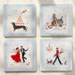 Champagne & Company coasters in all four designs