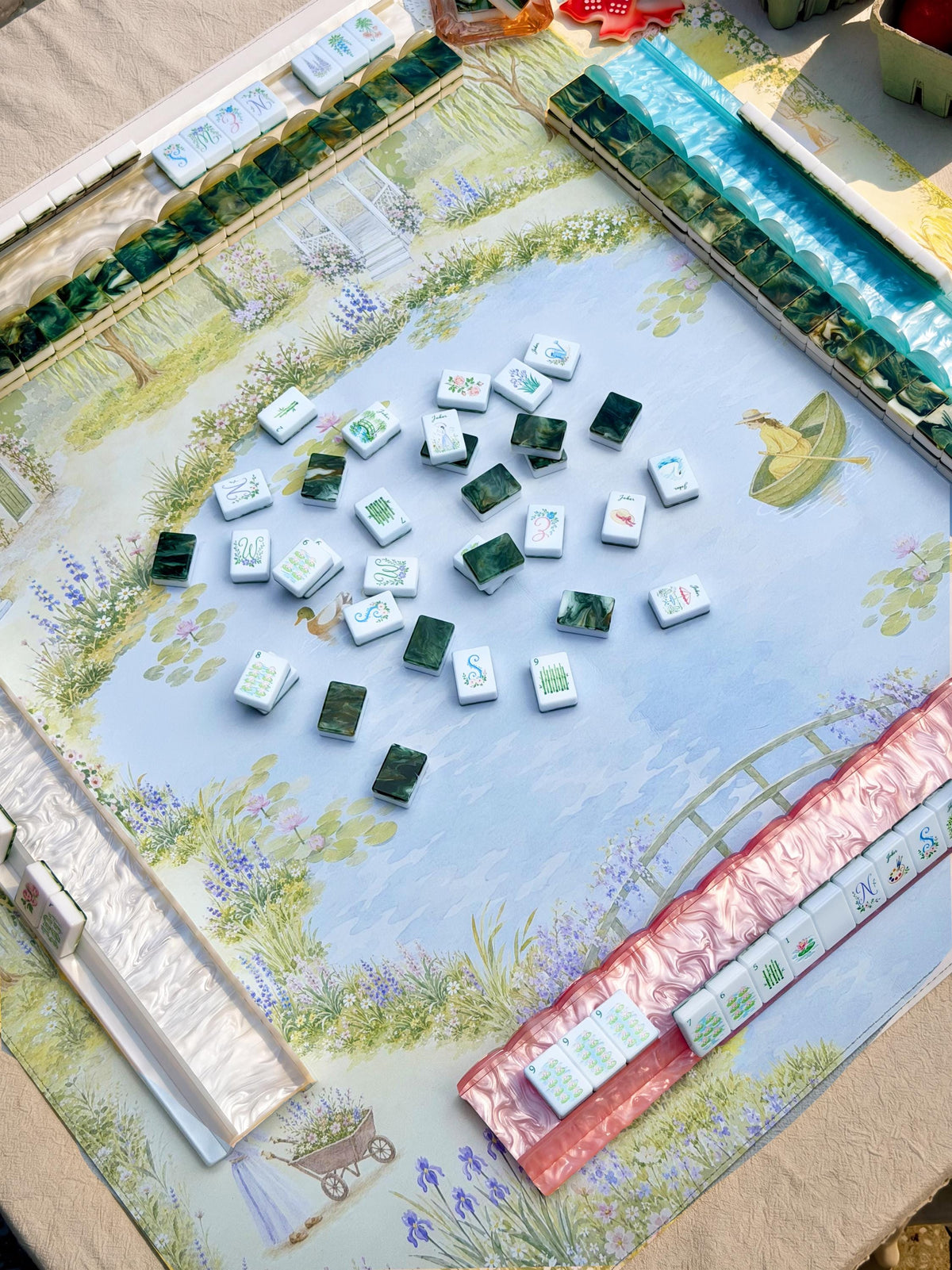 Double-Sided Leatherette American Mahjong Mat, The Garden Path