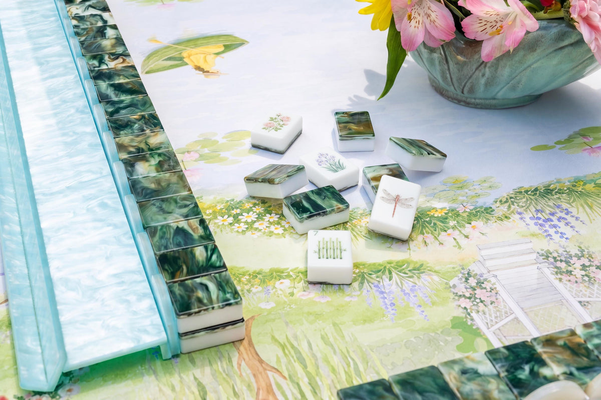 Double-Sided Leatherette American Mahjong Mat, The Garden Path