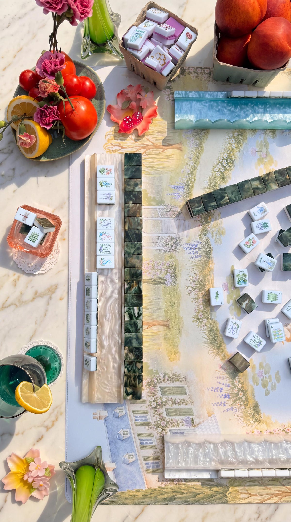 Double-Sided Leatherette American Mahjong Mat, The Garden Path