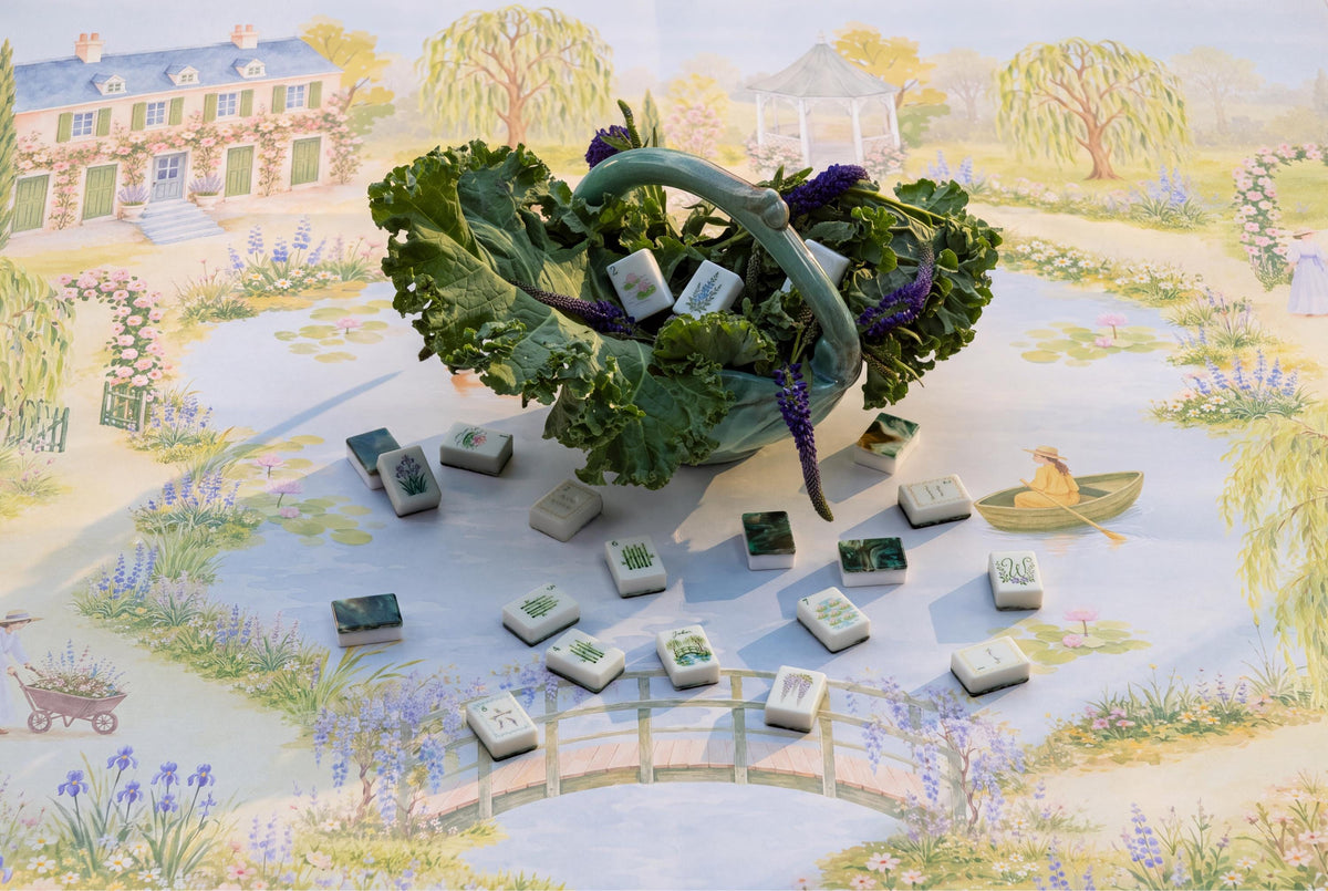 Double-Sided Leatherette American Mahjong Mat, The Garden Path