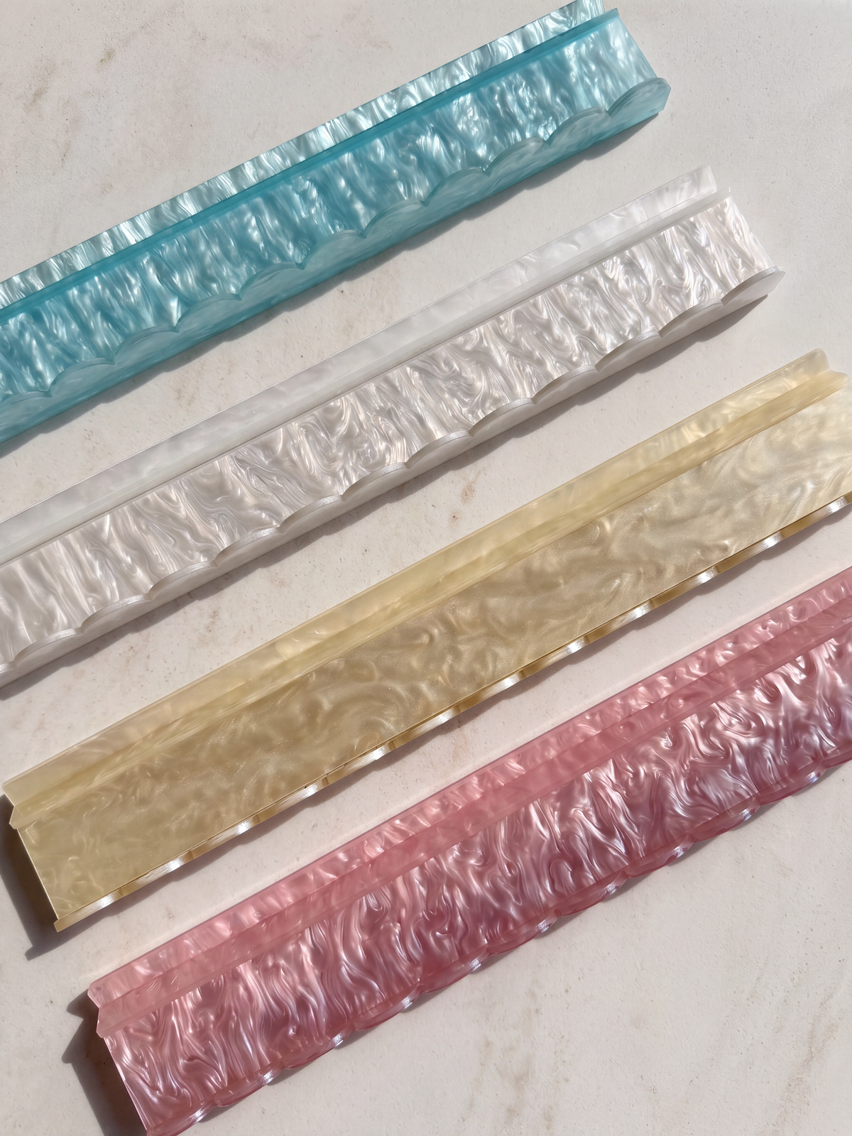 Scalloped Pearlescent Mahjong Tile Racks | Acrylic Mahjong Racks | Set of 4